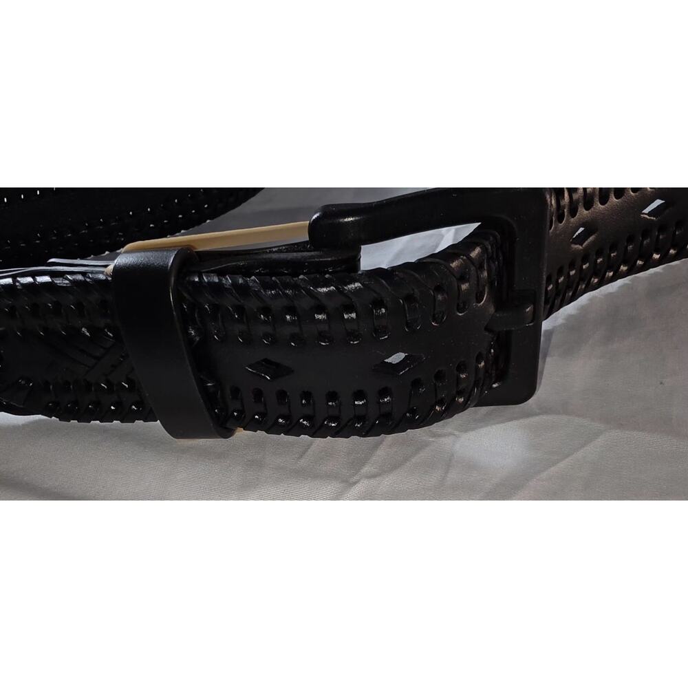 Beep Free® Black Braided‎ 1-1/8" Leather Belt | Airport Friendly 100% Metal Free